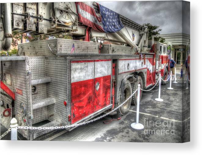 Ladder Truck 152 Canvas Print featuring the photograph Ladder Truck 152 - 9-11 Memorial by Eddie Yerkish