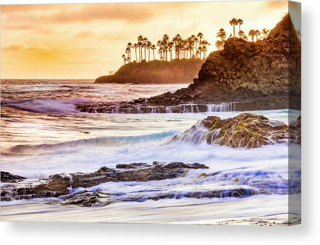 California Beaches Canvas Print featuring the photograph Laguna Beach at Sunset by Donald Pash