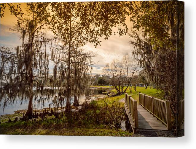 Water Canvas Print featuring the photograph Lake Bridge by Leticia Latocki