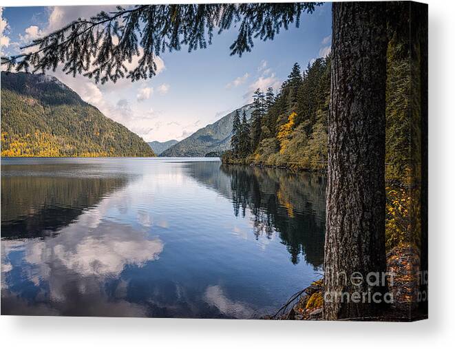 Autumn Canvas Print featuring the photograph Lake Crescent 1 by Al Andersen