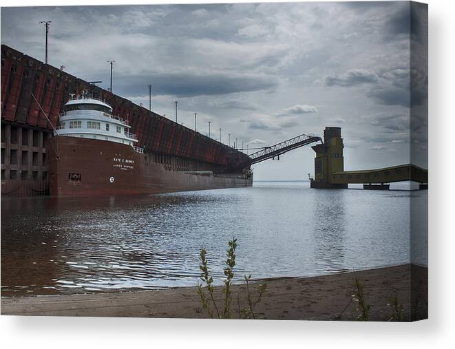  Canvas Print featuring the photograph Lake Freighter by Dan Hefle