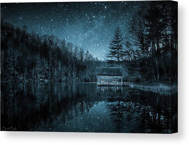 Lake Julia Cabin Under A Starry Night Sky Canvas Print Canvas
