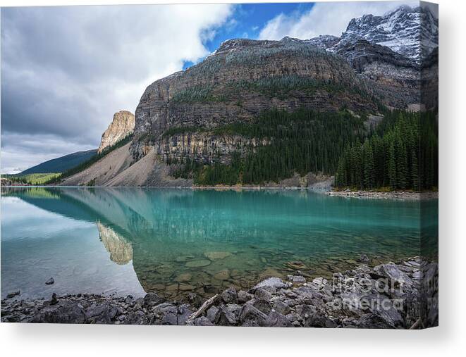 Lake Moraine Canvas Print featuring the photograph Lake Moraine Wide Perspective by Mike Reid