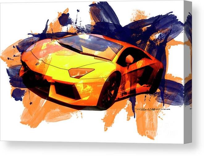 Lamborghini Canvas Print featuring the digital art Lamborghini Aventador by Roger Lighterness