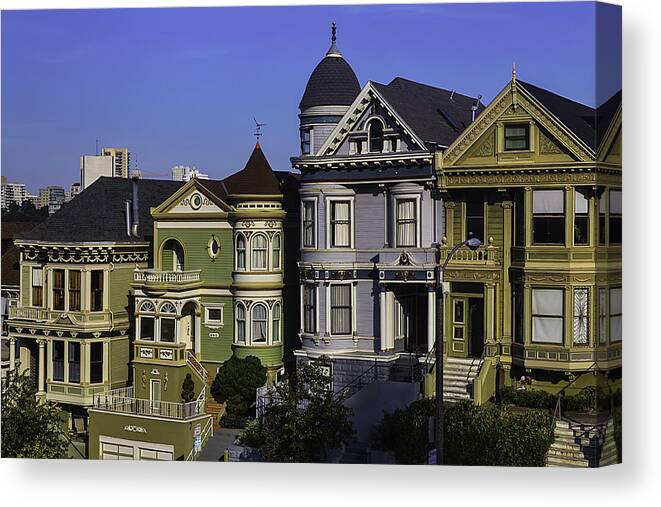 Victorian Canvas Print featuring the photograph Landmark Houses by Garry Gay