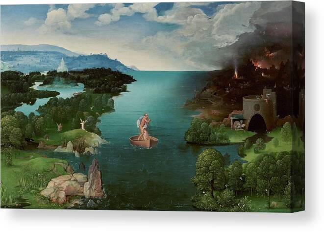 Joachim Canvas Print featuring the painting Landscape with Charon Crossing the Styx by Joachim Patinir