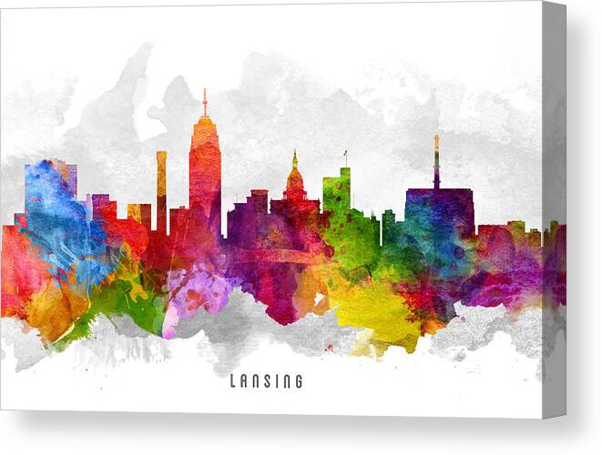Lansing Canvas Print featuring the painting Lansing Michigan Cityscape 13 by Aged Pixel