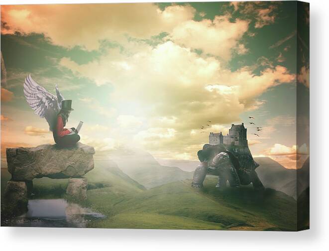 Castle Canvas Print featuring the digital art Laptop dreams by Nathan Wright