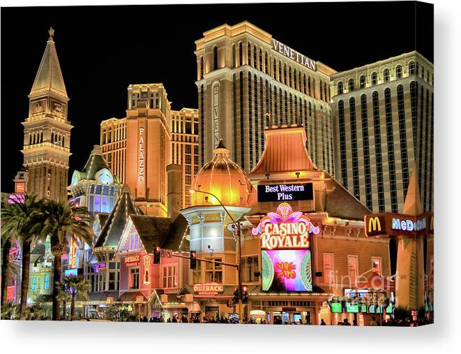 Las Vegas Canvas Print featuring the photograph Las Vegas Night Life by Mariola Bitner