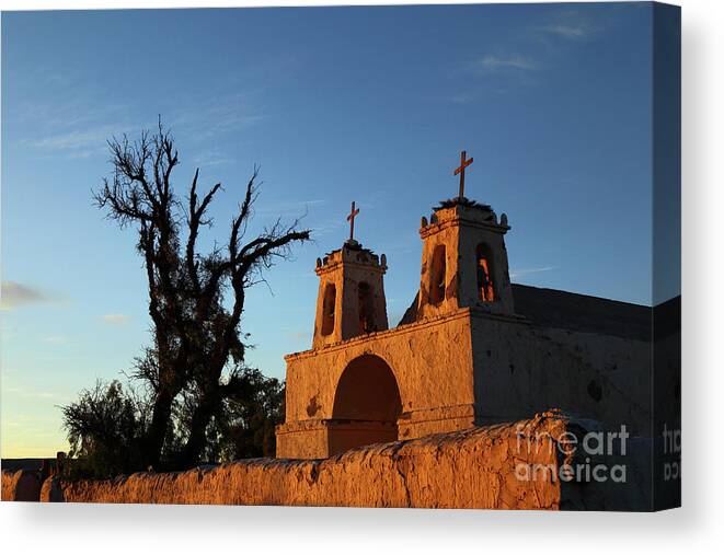 Chile Canvas Print featuring the photograph Last Light on Chiu Chiu Church Chile by James Brunker