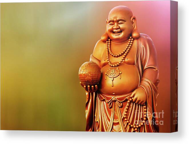 Buddha Canvas Print featuring the photograph Laughing Buddha by Charuhas Images