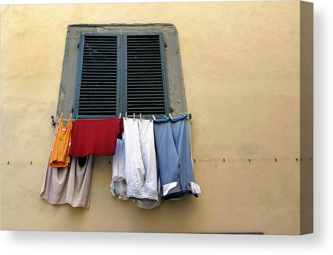 Italy Canvas Print featuring the photograph Laundry Day by KG Thienemann