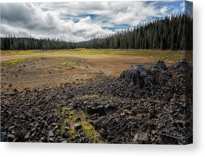 Hand Lake Canvas Print featuring the photograph Lava Flow at Hand Lake by Belinda Greb