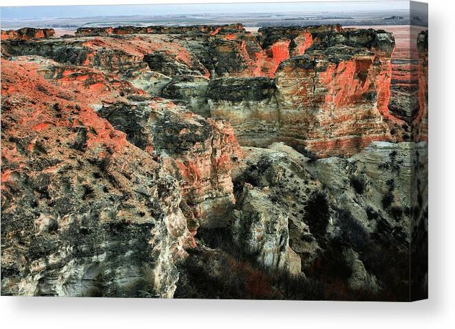Kansas Canvas Print featuring the photograph Layers in the Kansas Badlands by JC Findley