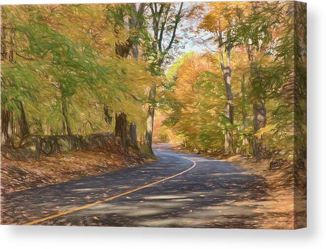 Salem Ma Canvas Print featuring the photograph Lazy Autumn Walk along the Lane by Jeff Folger