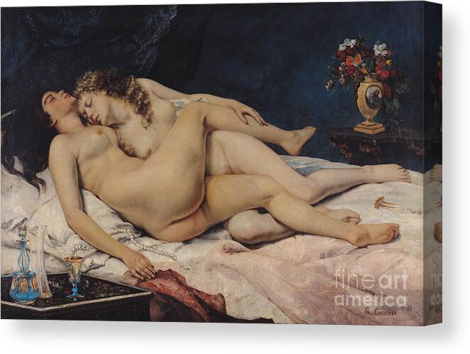 Love Canvas Print featuring the painting Sleep by Gustave Courbet by Gustave Courbet