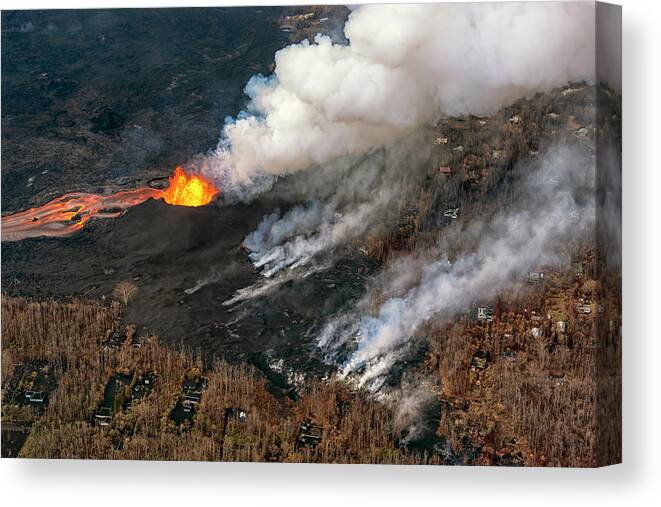 Volcano Canvas Print featuring the photograph Leilani Estates Eruption by Christopher Johnson
