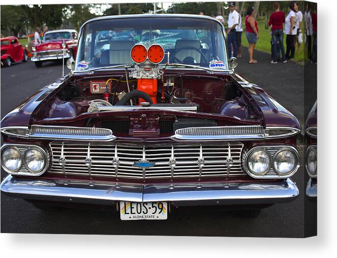 Classic Car Canvas Print featuring the photograph Leo's 1959 Chevy by Venetia Featherstone-Witty