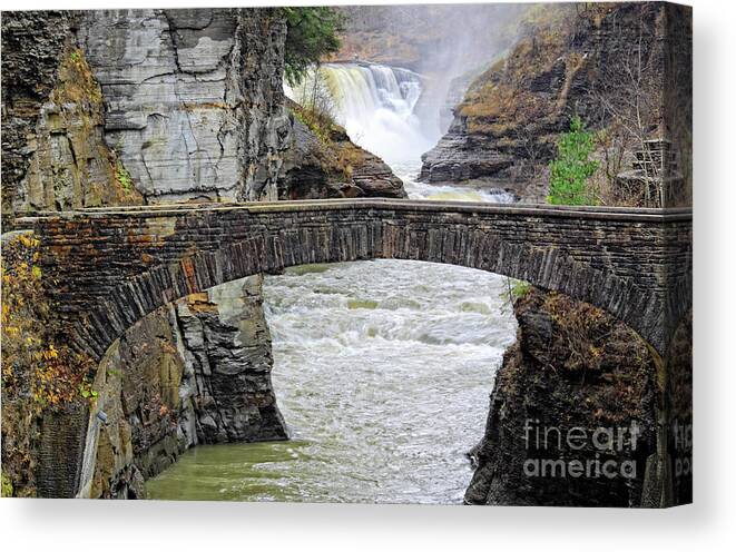 Letchworth Canvas Print featuring the photograph Letchworth Lower Falls by Charline Xia