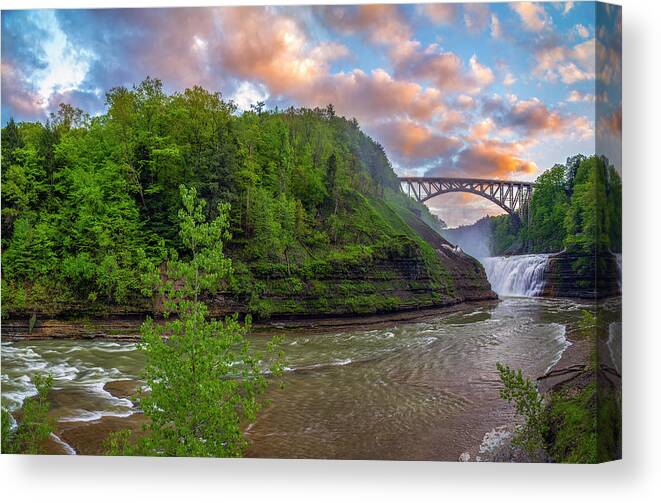 Waterfalls Canvas Print featuring the photograph Letchworth Upper Falls - Crop by Mark Papke