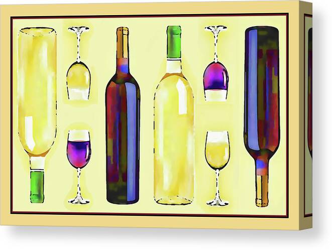 Kitchen Canvas Print featuring the digital art Let's Have Some Wine by Susan Lafleur