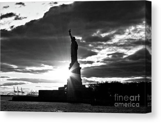 Black And White Canvas Print featuring the photograph Liberty by Ana V Ramirez