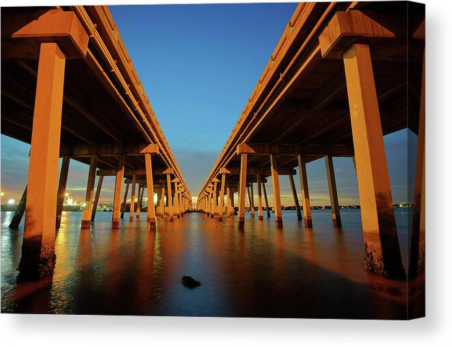 Port Of Tampa Canvas Print featuring the photograph Licata Bridges in Tampa by Daniel Woodrum