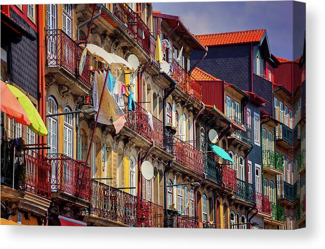 Porto Canvas Print featuring the photograph Life in Ribeira Porto by Carol Japp