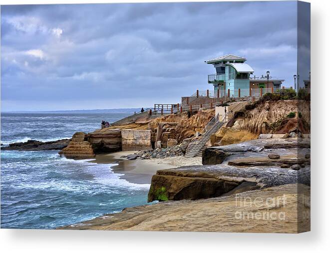 Lifeguard Canvas Print featuring the photograph Lifeguard Station at Children's Pool by Eddie Yerkish