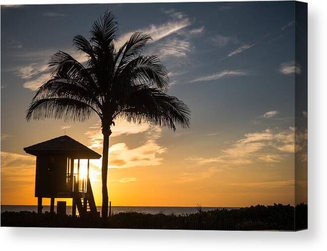 Florida Canvas Print featuring the photograph Lifeguard Station Sunrise Delray Beach Florida by Lawrence S Richardson Jr