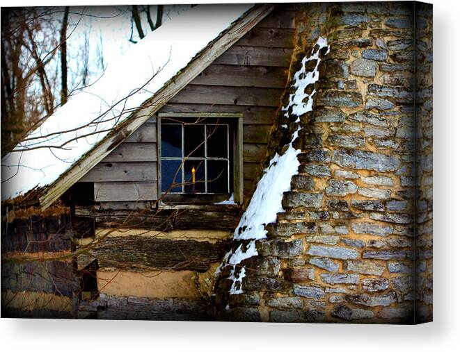 Cabin Canvas Print featuring the photograph Light in the Window by Susie Weaver