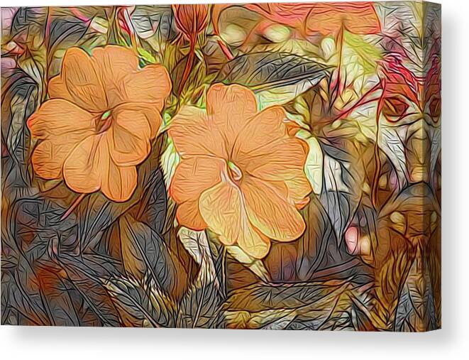 Flowers Canvas Print featuring the digital art Light Orange Suits Me by Renette Coachman