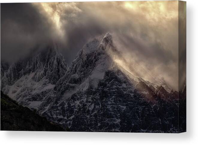 Paine Massif Canvas Print featuring the photograph Light Rays by Nicki Frates