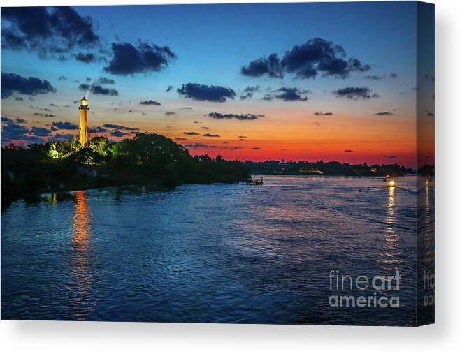 Light House Canvas Print featuring the photograph Lighthouse Light Beam by Tom Claud
