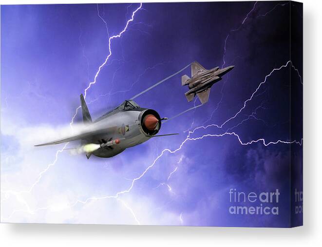 Lightnings Canvas Print featuring the digital art Lightnings by Airpower Art