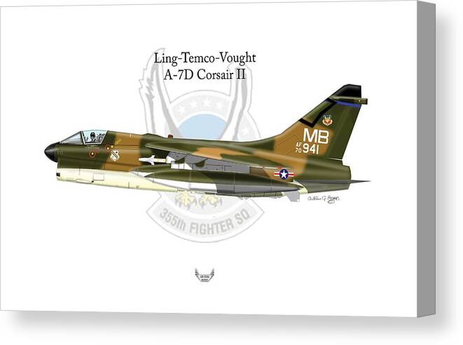Ling Canvas Print featuring the digital art Ling-Temco-Vaught A-7D Corsair by Arthur Eggers