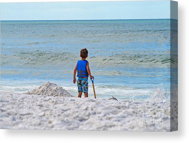 Sea Canvas Print featuring the photograph Little Boy Big Dreams by Karen Adams