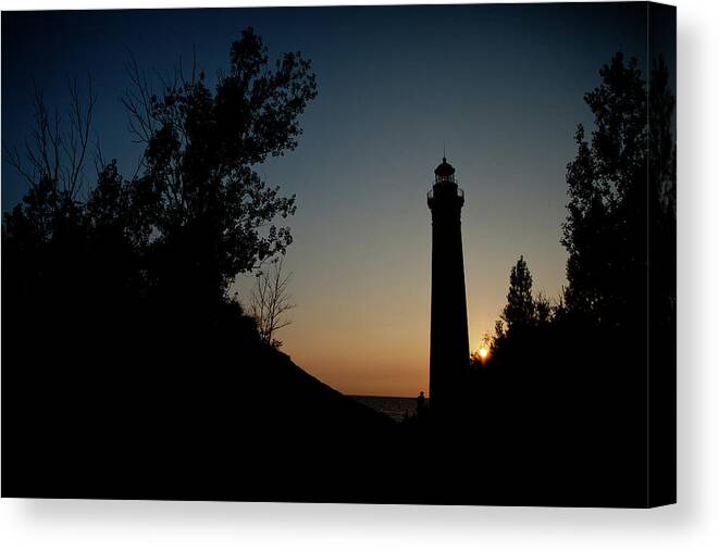 Little Sable Point Lighthouse Canvas Print featuring the photograph Little Sable Point Lighthouse at Sunset by Rich S