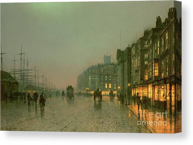 Liverpool Canvas Print featuring the painting Liverpool Docks from Wapping by John Atkinson Grimshaw