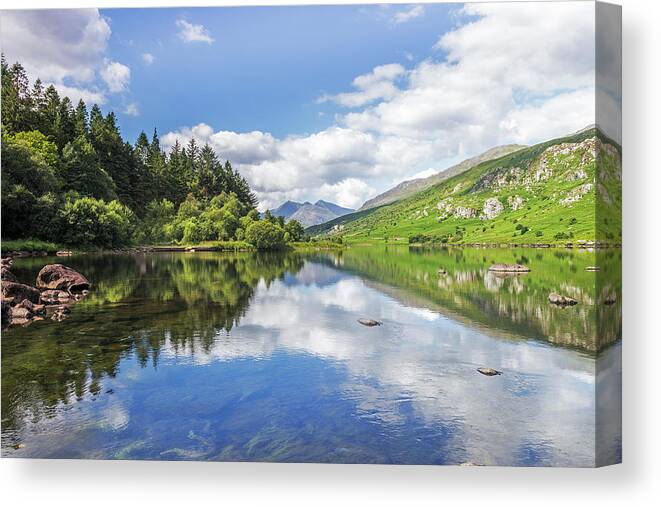 Wales Canvas Print featuring the photograph Llyn Mymbyr and Snowdon by Ian Mitchell