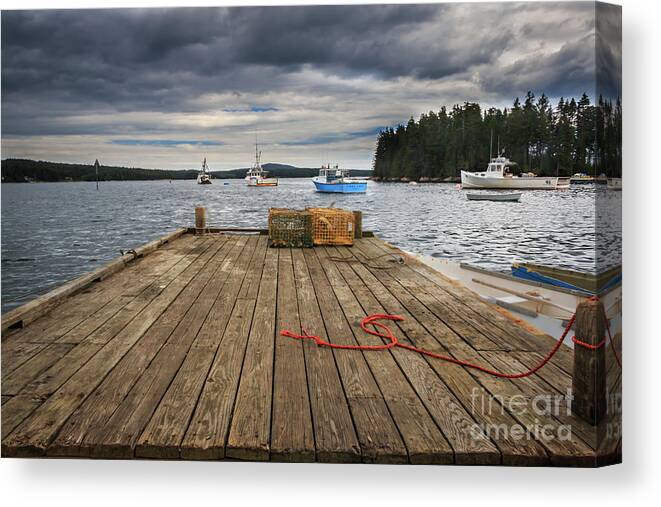 #elizabethdow Canvas Print featuring the photograph Lobster Boats of Winter Harbor by Elizabeth Dow