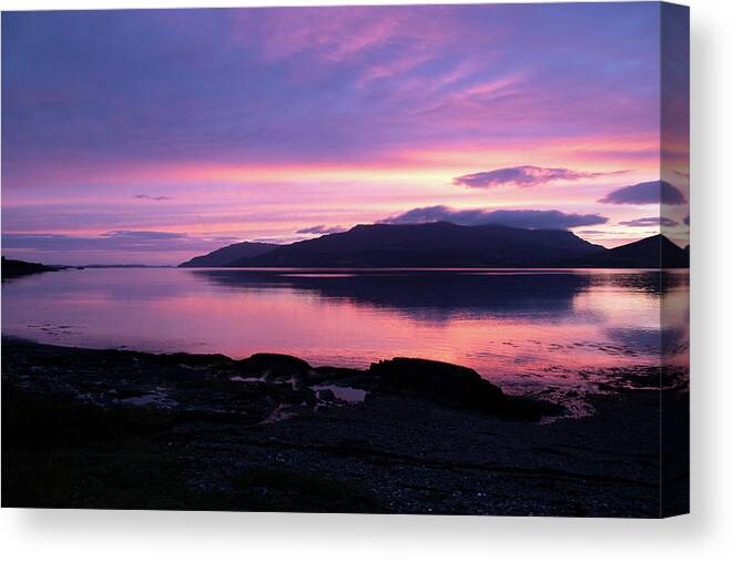 Sunset Canvas Print featuring the photograph Loch Scridain Sunset by Pete Walkden