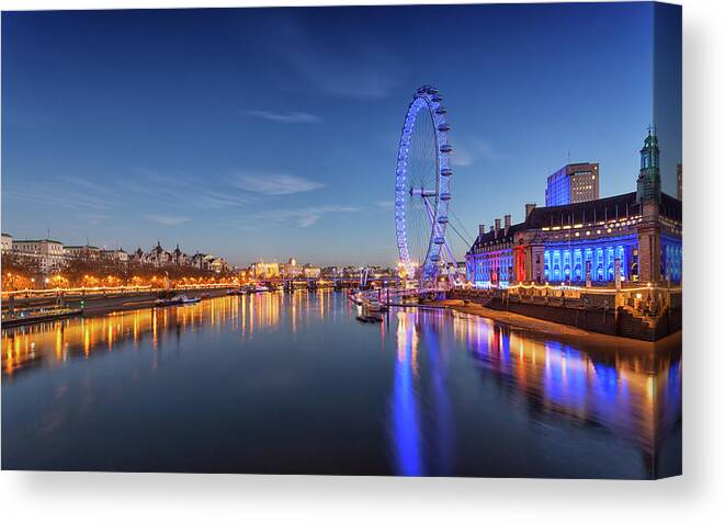 London Eye Canvas Print featuring the photograph London Eye by Mariel Mcmeeking
