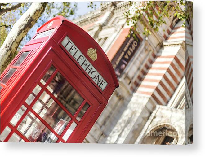 Big Ben Canvas Print featuring the photograph London Telephone 3 by Alex Art