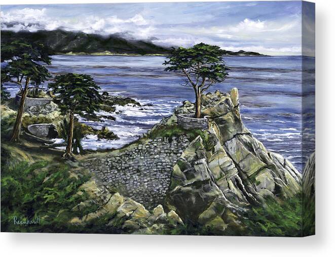 Lone Cypress Canvas Print featuring the painting Lone Cypress by Lisa Reinhardt