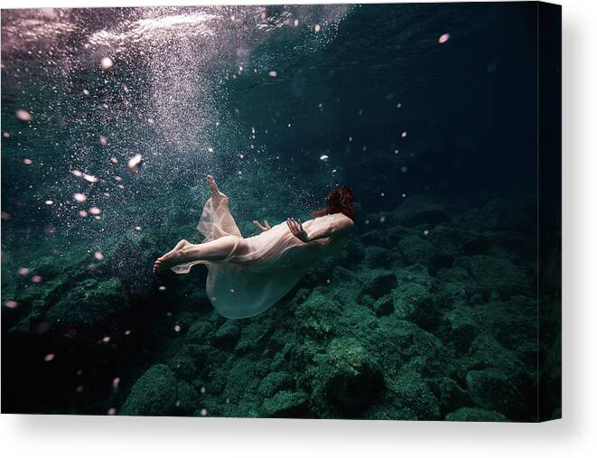 Swim Canvas Print featuring the photograph Lonely by Gemma Silvestre