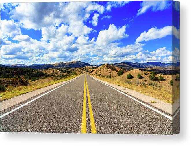 Gila National Forest Canvas Print featuring the photograph Lonely New Mexico Highway by Raul Rodriguez