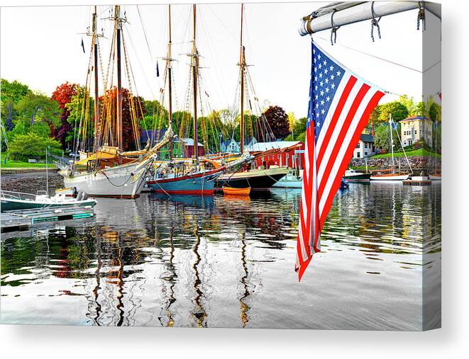Winjammers Canvas Print featuring the photograph Long May She Wave by Jeff Cooper