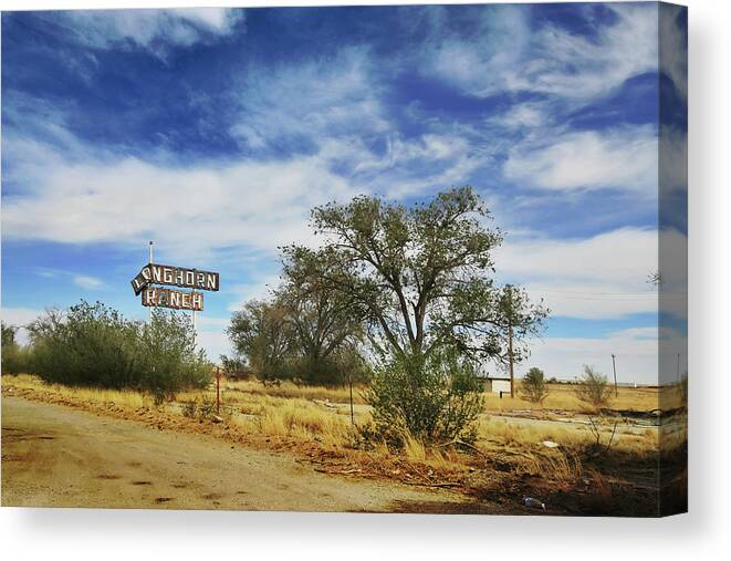 Route 66 Canvas Print featuring the photograph Longhorn Ranch by Micah Offman