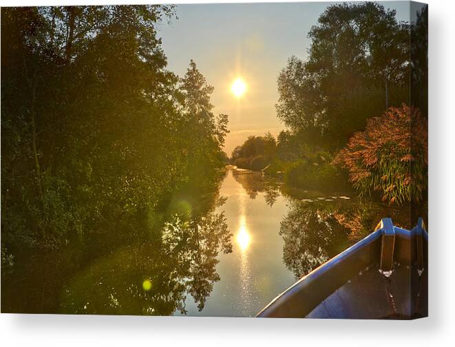Boat Canvas Print featuring the photograph Loosdrecht Boat Trip by Frans Blok